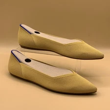 Rothy's Women’s Pointed Toe Knit Marigold Yellow Ballet Flats Shoes - Size 10