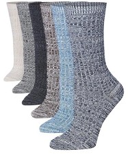 Tipi Toe 6-Pack Women's Winter Crew Boot Socks   Warm, Size 9-11
