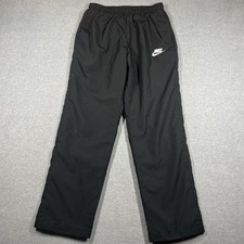 Nike Pants Men Large Black Woven Track Pants Mesh Lined Solid Running Drawstring