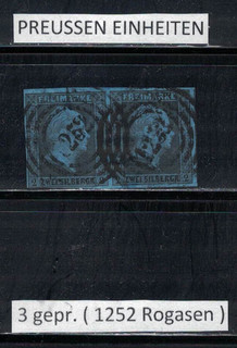 Preussen Einheiten MiNr. 3 waag. Paar ( 1252 Rogasen ) gepr. Brettl BPP