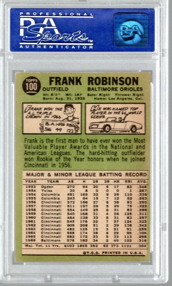 Frank Robinson 1967 Topps #100 PSA 7 (ST) Foto 2 de 2