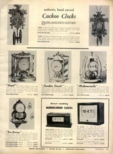 1958 PAPER AD hand carved cuckoo clock Schatz Numerchron Numeral Digit 