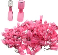 100PCS Pink Heat Shrink Spade Connectors, Female Male Qui Color: Red-AWG 22-16