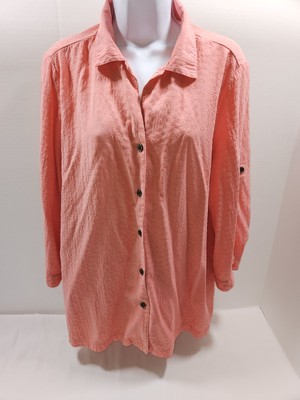 White Stag XL Apricot 3/4 roll-tab sleeve breathable flowy blouse