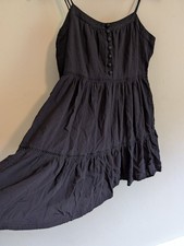 Urban Outfitters Black Tiered Babydoll Mini Dress S Cottagecore Buttons Y2K