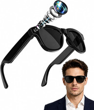 AI Smart Glasses with Camera,4K Video Recording Glasses Black Lens 1080P EIS
