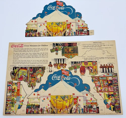 Vintage 1927 COCA COLA Circus Miniature For Children Cardboard Cutout 15 X 9-7/8