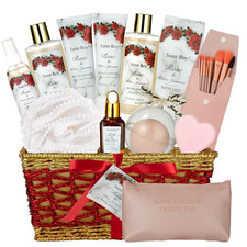 Christmas Gifts for Women - 21-Piece Luxury Rose  Jasmine Spa Gift Basket Set B