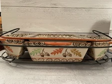 Temptations By Tara Old World Harvest/Fall Ovenware Serving Set w Rack