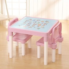 Kids ABC Alphabet Table&Chair Set Plastic Toddler Desk For Home School Learning