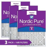 Nordic Pure 14" x 20" x 2 Dust Reduction Pleated MERV 8 Air Filter 3-Pack