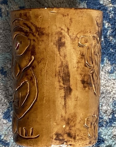 HÄNDLER VIC'S HAWAII TIKI MUG TASSE BRAUN GELB GLASUR VINTAGE STUDIO KUNSTKERAMIK - Bild 3 von 8