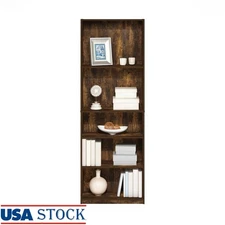 Adjustable 5 Tier Bookcase Modern Storage Display Shelf Space Saving Unit New