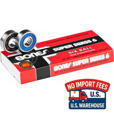 BONES SUPER SWISS 6 Skateboard Bearings 8-Pack 8mm Precision Size 608 Std