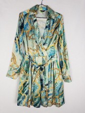 Marciano By Guess Dress Womens 0 Blue Chain Reaction Satrap Ruffle Midi Collared