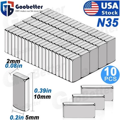 10pcs 10x5x2mm Square Super Strong Magnets N35 Rare Earth NdFeB Magnet Neodymium
