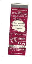 Learn to Fly $3.95 - State Line Airpark    Matchcover