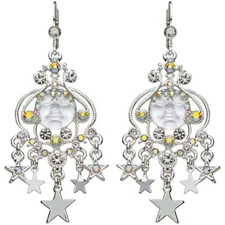 Kirks Folly   Victorian Dream Goddess Seaview Moon Leverback Earrings  silvetone