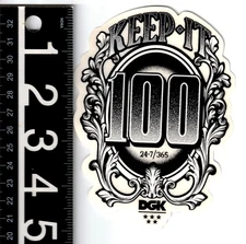 DGK 100 Sticker 5 in x 3.75 in Black/White/Clear Dirty Ghetto Kids Skate Decal