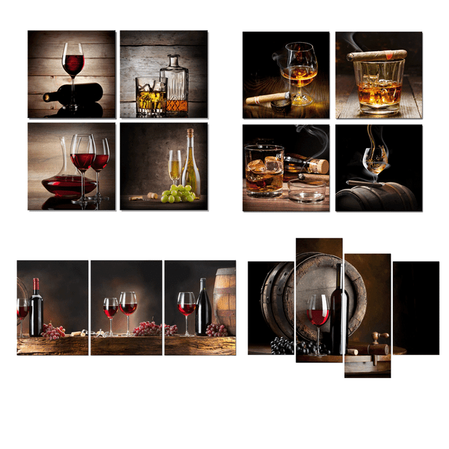 Canvas Wall Art Print Painting Pictures Home Bar Cafe Decor Wine Kitchen Brown