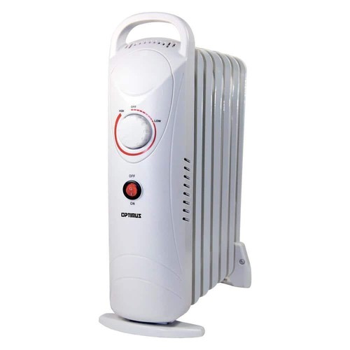 Optimus Electric Oil-Filled Radiant Portable Heater 700W White w/ Nonslip Base