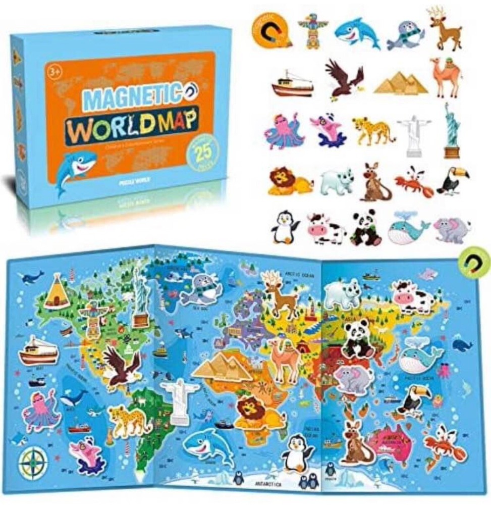 World Map Puzzle for Kids Magnet Jigsaw Puzzle for Kids Ages 4-8