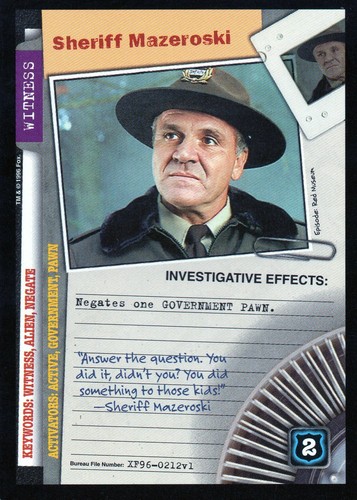 Tarjetas coleccionables individuales parte 2 de The X Files CCG Premiere Edition 1996 - Imagen 32 de 146