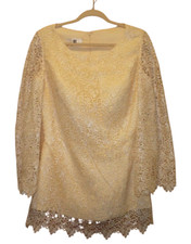 Ada's Bridal Dress Yellow Crochet Lace Short Lined Size 38" Bust 28" Length NWT