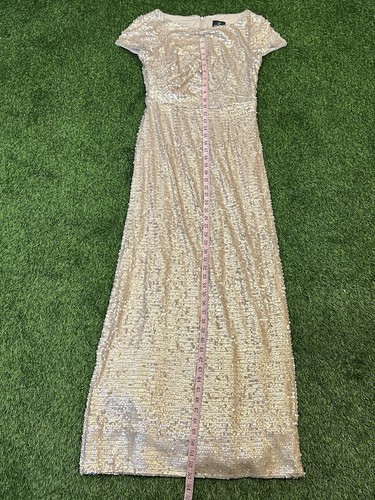 Adrianna Papell Sequin Dress 8 Light Gold Sparkly Party Mother Of The Bride Maxi - Picture 16 of 16