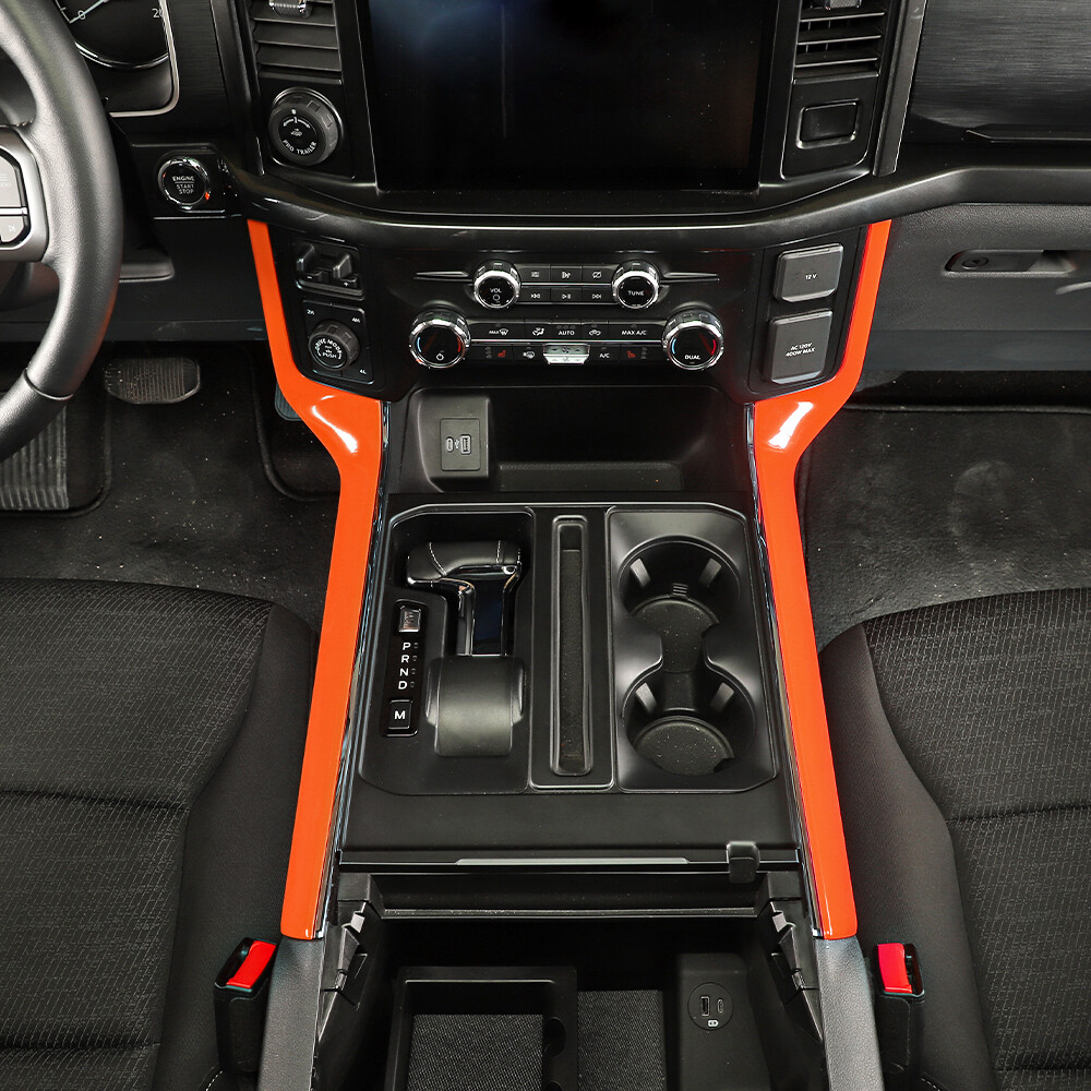 2xGear Shift Speed transmission Side Panel Trim Cover For Ford F150 2021+ Orange