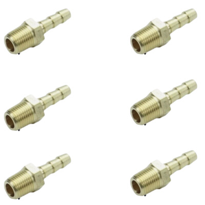 Messingsschlauch Barb Fitting Adapter 3/16'' ID  x 1/8'' NPT männliches Rohr 6pcs