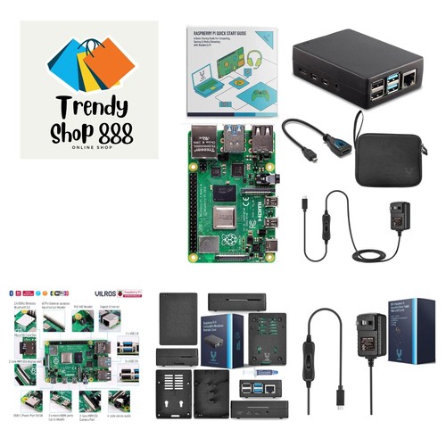 Raspberry Pi 4 2GB Basic Starter Kit with Heavy-Duty Self-Cooling Aluminum Al...