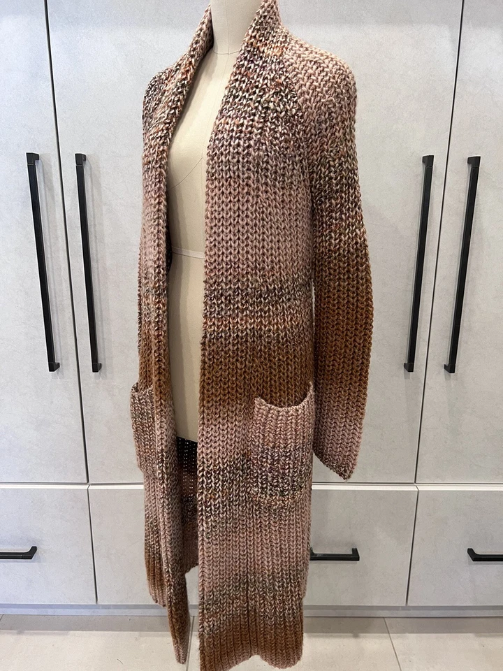 360 Suéter Cárdigan Efecto Ombre Plumero Largo Talla XS Neutro Foto 2 de 4