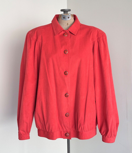 Ultra Suede Womens Bomber Jacket Size Large Vintage 70s Faux Suede Retro Bomber - Picture 2 of 8
