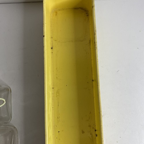 6 Vintage Yellow Green Pottery Lid Glass Canister French Country Farmhouse - Picture 13 of 23