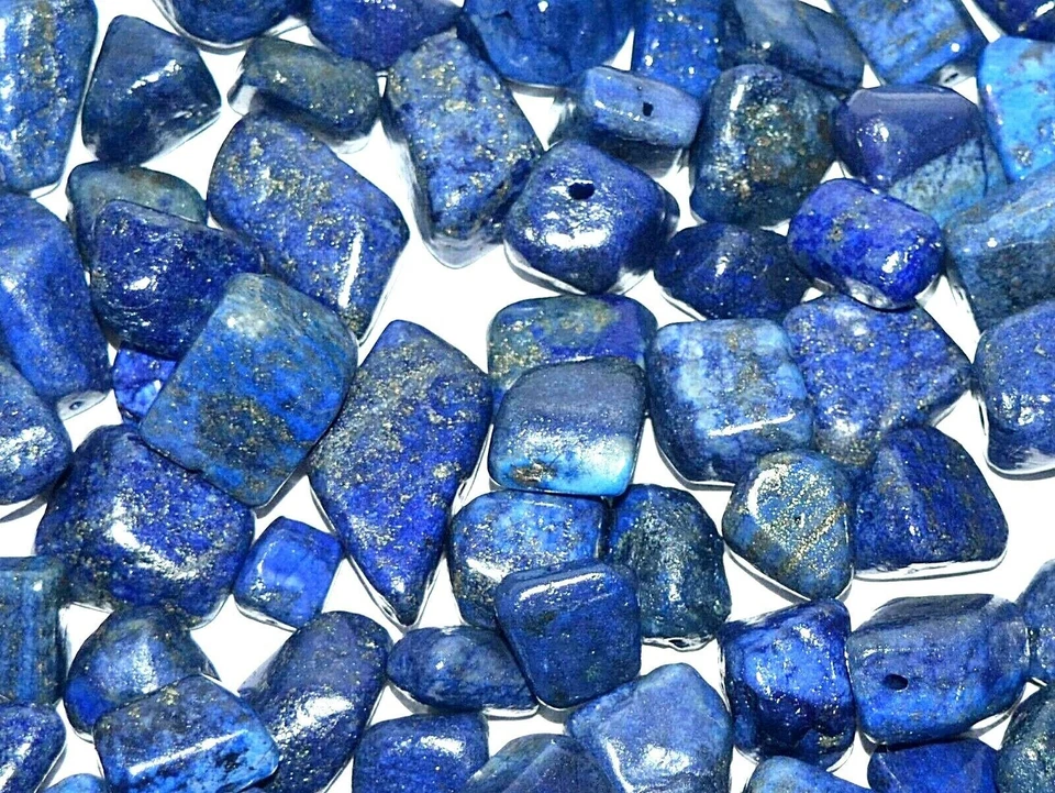 100% Natürlich Blau Lapislazuli Perlen Unbehandelt Gebohrt 20.00 MM Lose - Bild 2 von 4