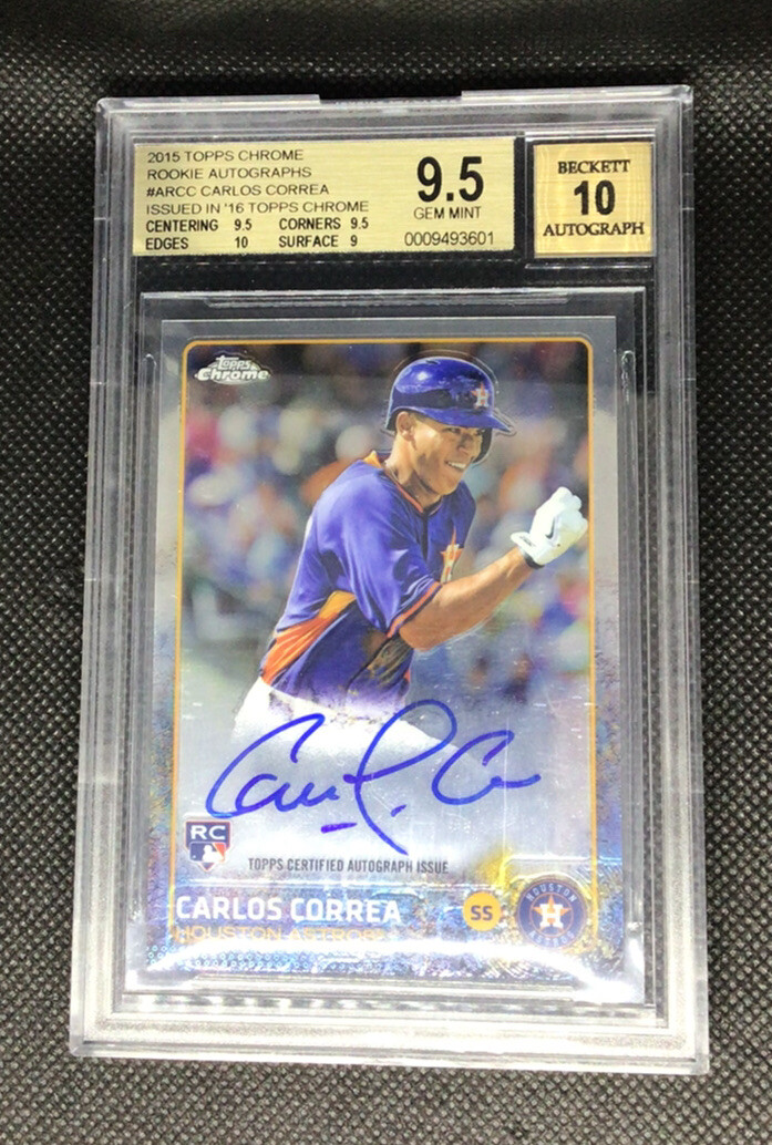 CARLOS CORREA RC AUTO 2015 TOPPS CHROME ROOKIE CARD BGS 9.5/10 GEM MINT