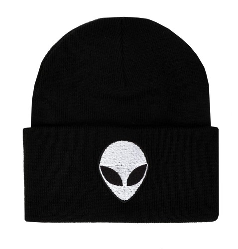 BLACK ALIEN Beanie Cappello Invernale Ricamato cyber dark rave 90s Grunge |  eBay