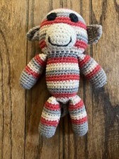 Pebble Crochet Knit Monkey Baby Soft Toy Rattle
