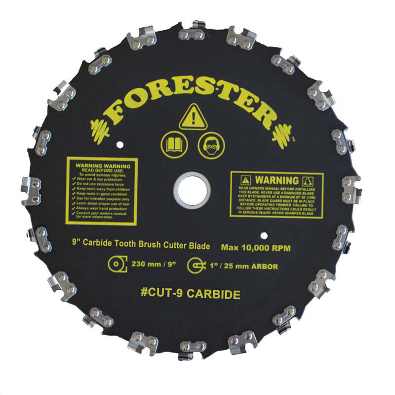Forester Carbide Tipped Chainsaw Tooth Brush Cutter Blade - 9" Diameter