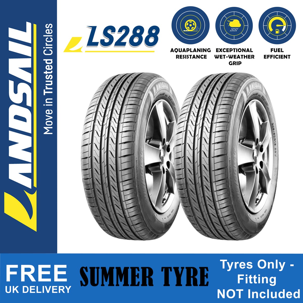 Landsail 185/55/R15 Tyres x2 185 55 15 82V LS288 Summer EB Rated