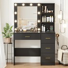 Makeup Vanity Desk Dressing Table w/ Mirror & Lights 4 Drawers Dresser USB Ports