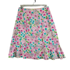 Sag Harbor Womens Multicolored Floral Skirt Pleated Ruffled Hem Size 8P