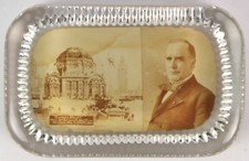 1901 William McKinley Temple Music Pan American Exhibit Glass Paper Weight 