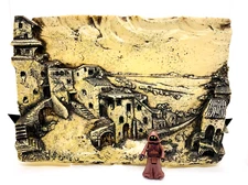 Rare Resin Studio Folkart Village 3D Art Piece Great Backdrop For Dioramas