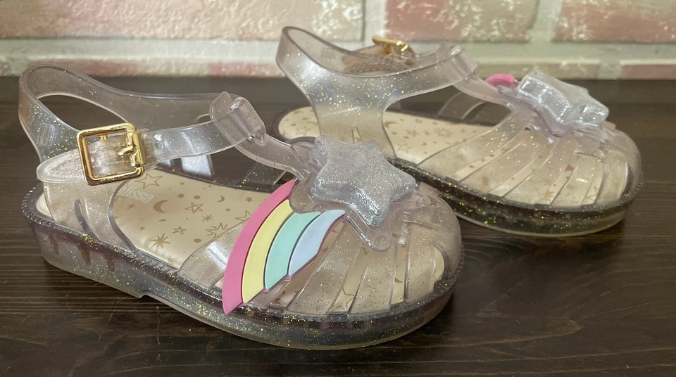 MINI MELISSA Little Girl's Clear Rainbow Jelly Flat Sandals Size 9 - Image 2 of 4