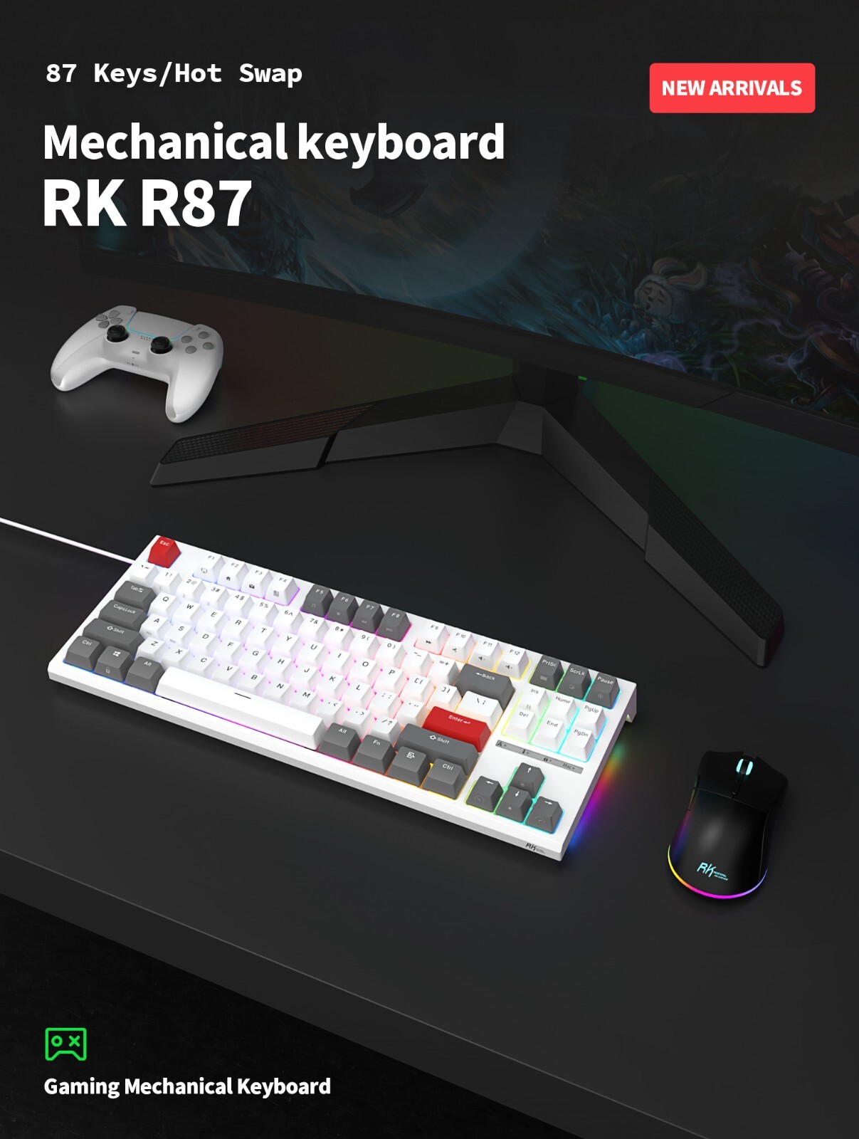 RK Royal Kludge R87 RGB 87-Key Hot Swappable Mechanical Gaming Keyboard-image