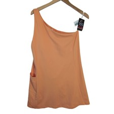 DSG Athletic Dress Womens L Orange Removable Shorts One Shoulder Attached Bra