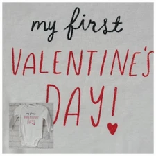 NWT Carter's Baby 6M White Cotton One Piece My First Valentine's Day Photo Outfi