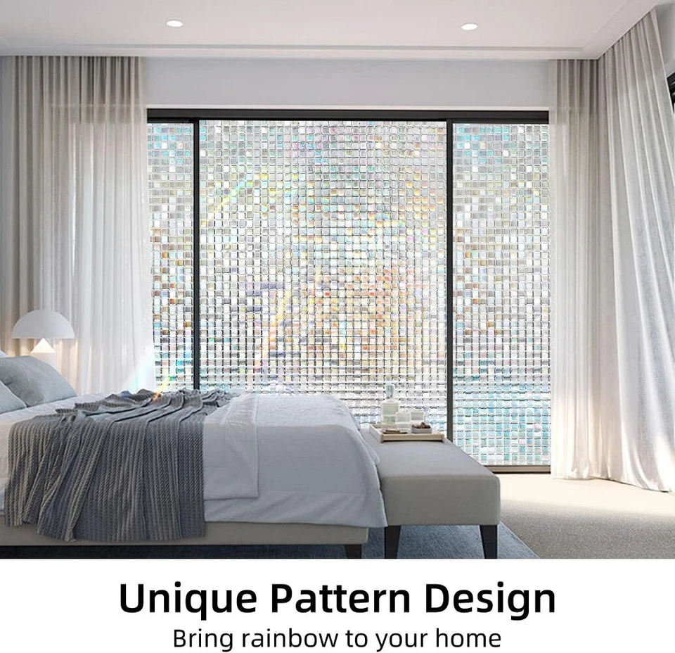 Rabbitgoo Película de Privacidad 3D para Ventana Vidrieras Decorativas Arco Iris Adhesivo Foto 3 de 4